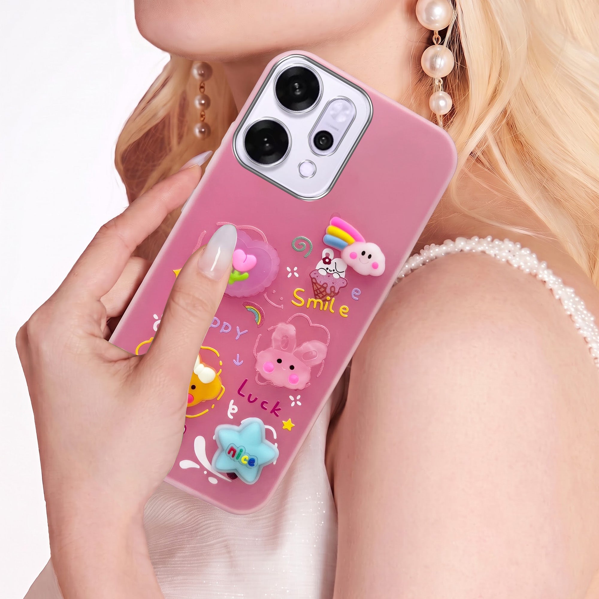 For Oppo Reno14 5G | Oppo Reno 14 5G Back Cover Case (3D Cute Cartoons | Hard Back Side Soft | Matte Premium Finish | HD Printing)