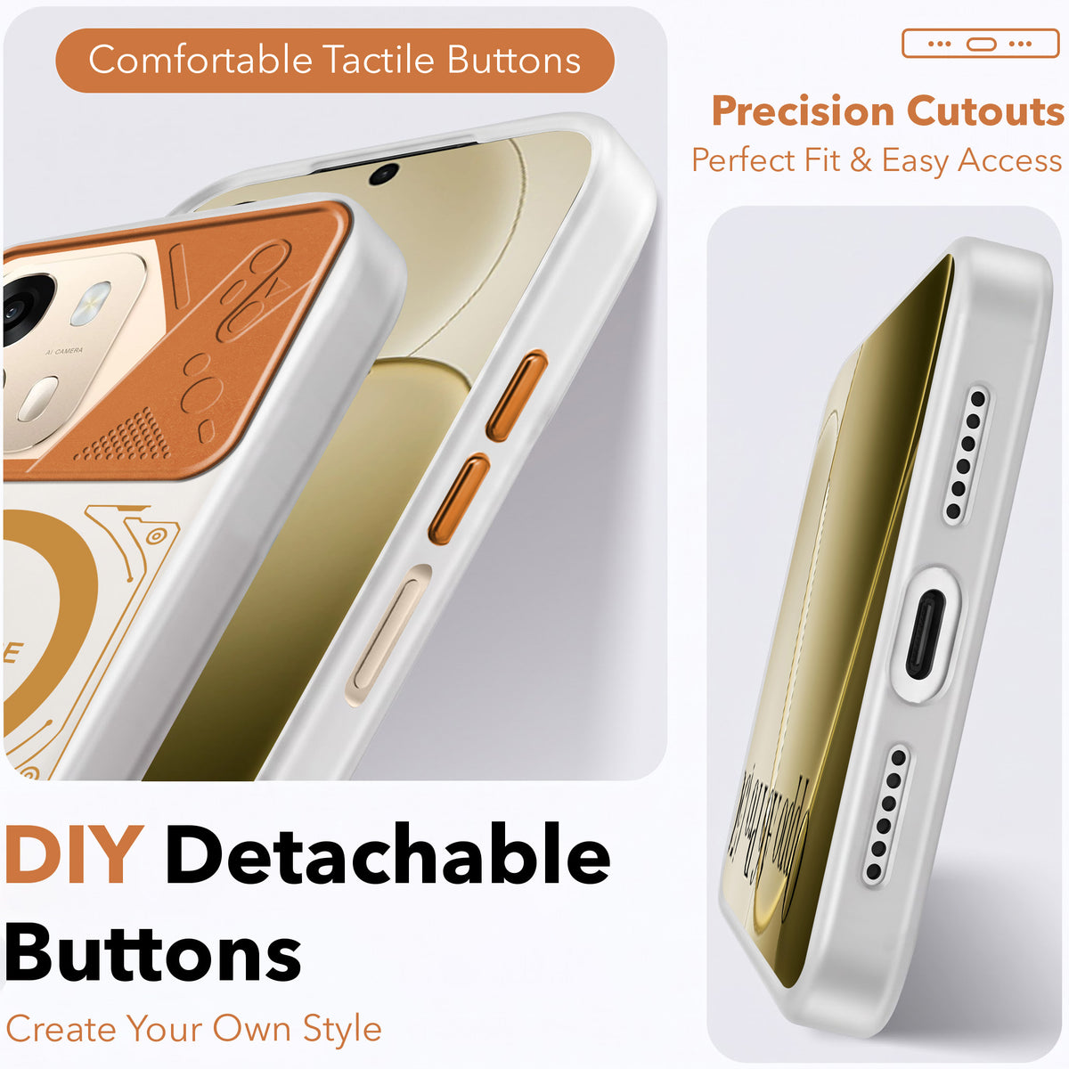 For Oppo A6 Pro Metallic Back Cover Case (Metallic Camera Protection & Buttons | Translucent Milky Shade | Hard Polycarbonate)