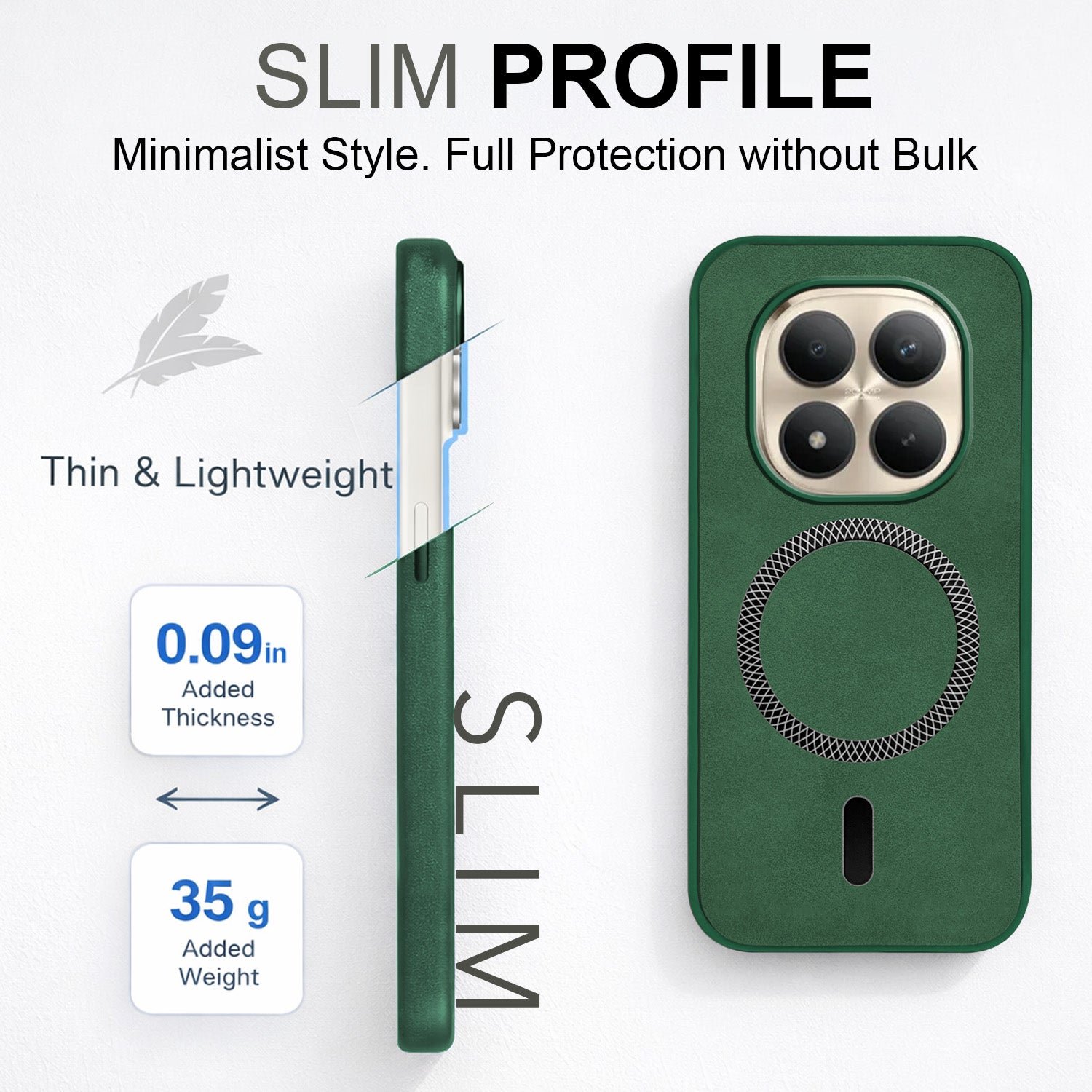 For Xiaomi Redmi Note 15 Pro Plus 5G Back Cover Case Leather Finish (MagSafe Compatible Wireless Charging | Soft Touch | Camera Bump Protection)