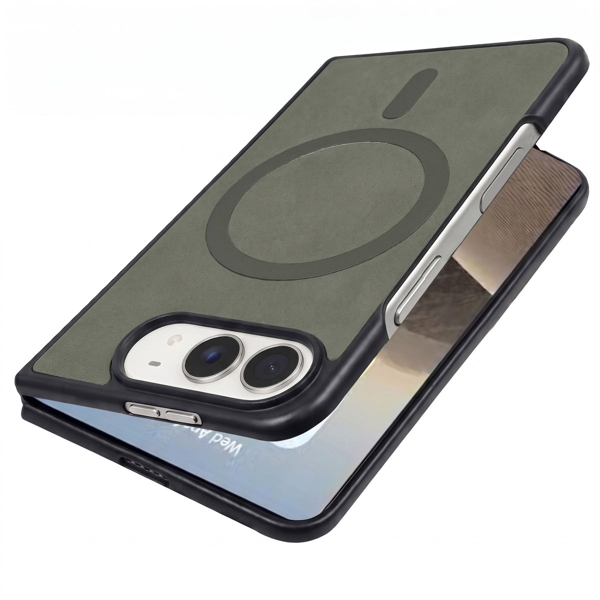 For Apple iPhone Duo Back Cover Case Leather Finish (MagSafe Wireless Charging Compatible | Inside Microfiber Cloth)