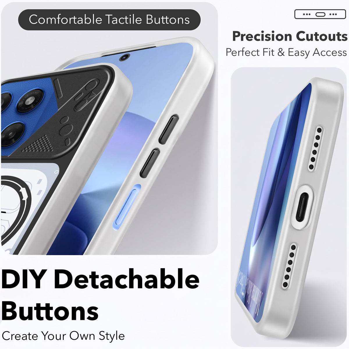 For Motorola Moto G77 Power Metallic Back Cover Case (Metallic Camera Protection & Buttons | Translucent Milky Shade | Hard Polycarbonate)