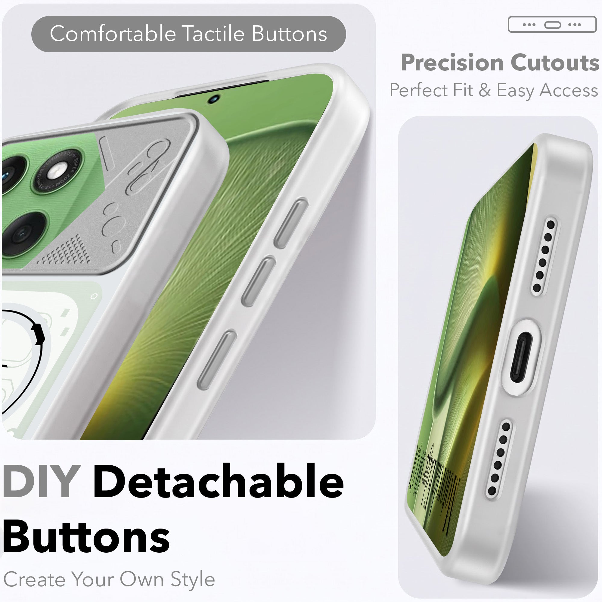 For Motorola Moto Edge 60 Metallic Back Cover Case (Metallic Camera Protection & Buttons | Translucent Milky Shade | Hard Polycarbonate)