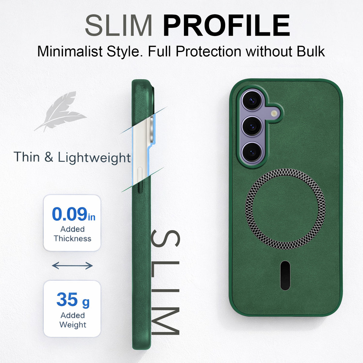 For Samsung Galaxy S24 Back Cover Case (Sleek Leather Finish | MagSafe Compatible Wireless Charging | Camera Bump Protection)