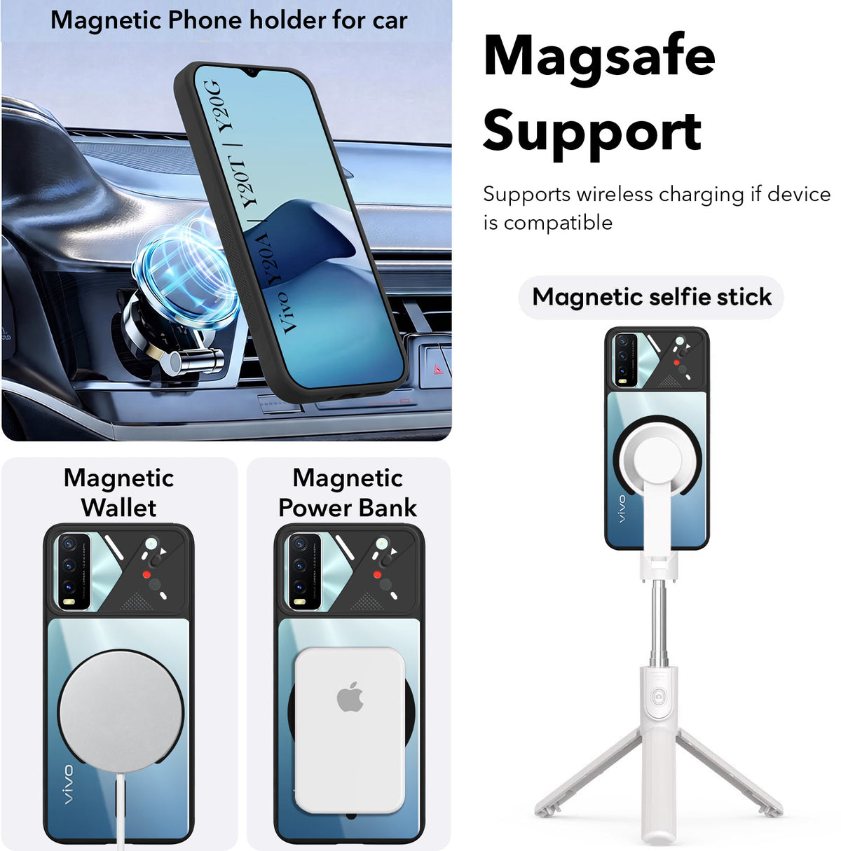 For Vivo Y20A | Y20T | Y20G Back Cover Case Lifetime Anti-Yellow Clear (Camera Protection | Side Grip | Wireless MagSafe Compatible)
