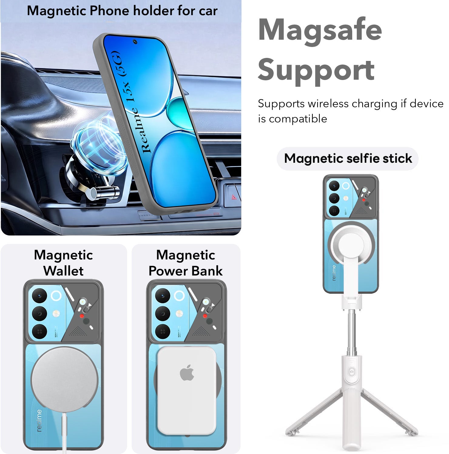 For Realme 15X Back Cover Case Lifetime Anti-Yellow Clear (Camera Protection | Side Grip | Wireless MagSafe Compatible)