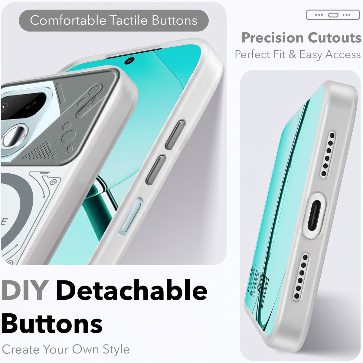For Realme 16T 5G Metallic Back Cover Case (Metallic Camera Protection & Buttons | Translucent Milky Shade | Hard Polycarbonate)