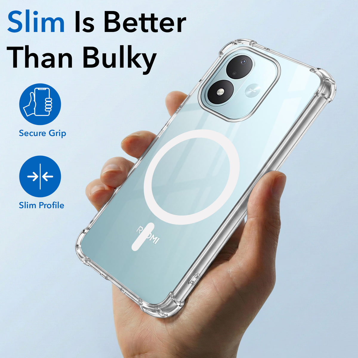 For Redmi Note 17 5G Back Cover Shockproof Crystal-Clear (Magsafe Wireless Support | Drop & Camera Protection | Hard Polycarbonate)