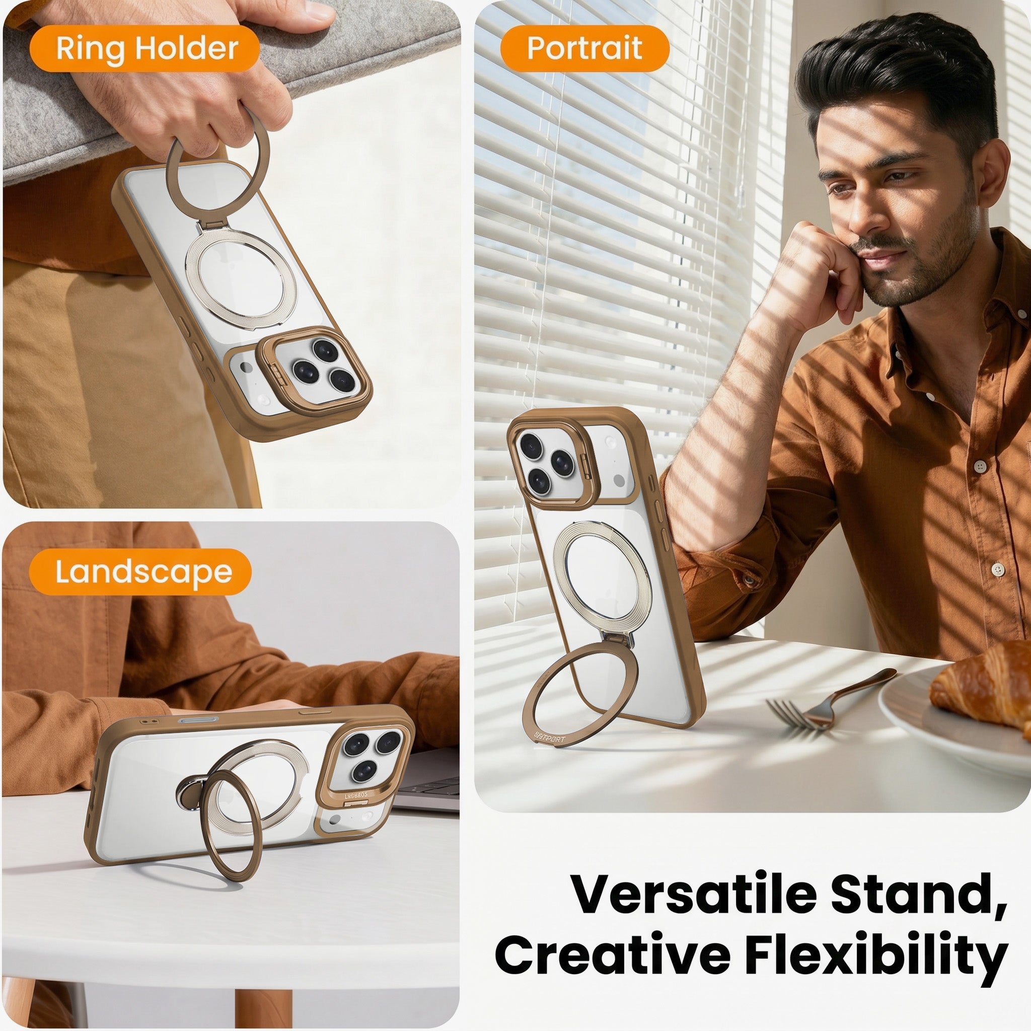 For Apple iPhone 17 Pro Back Cover Case Crystal (Lifetime Anti Yellow | Magnetic Ring Stand | Camera Lens Protection | MagSafe Compatible)