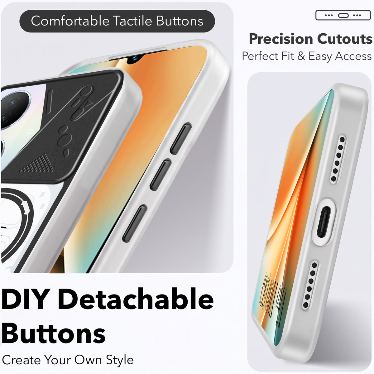 For Vivo Y100 5G Metallic Back Cover Case (Metallic Camera Protection & Buttons | Translucent Milky Shade | Hard Polycarbonate)