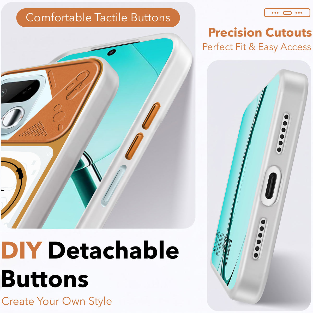 For Realme 16T 5G Metallic Back Cover Case (Metallic Camera Protection & Buttons | Translucent Milky Shade | Hard Polycarbonate)