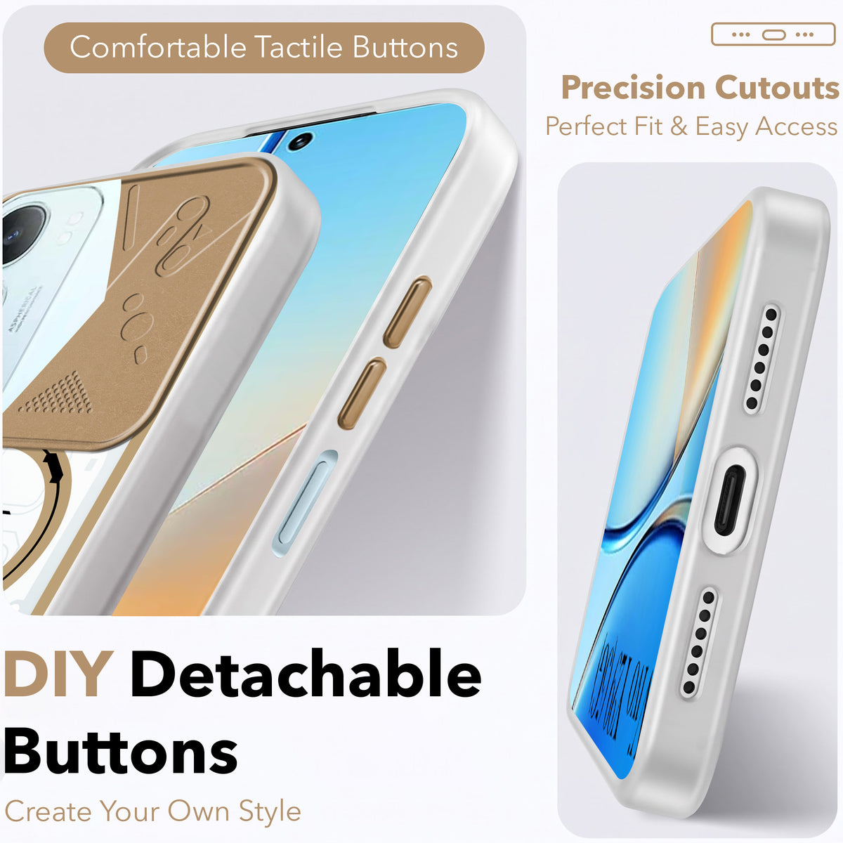 For Vivo Y29 Metallic Back Cover Case (Metallic Camera Protection & Buttons | Translucent Milky Shade | Hard Polycarbonate)