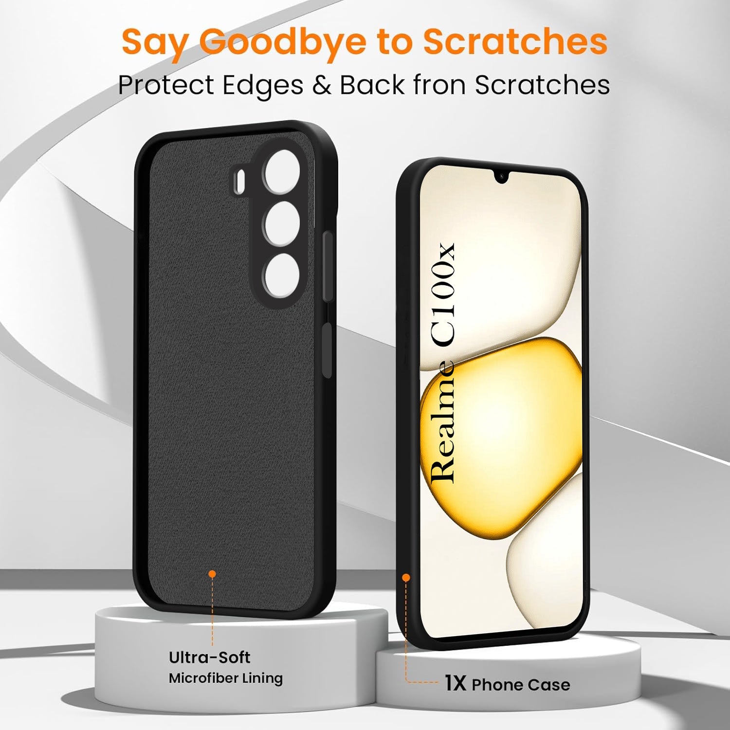 For Realme C100X Back Cover Case Rubberised (Textured Grip Design| Micro-Fiber Cloth Inside | Slim and Light Weight | Soft Touch and Feel)