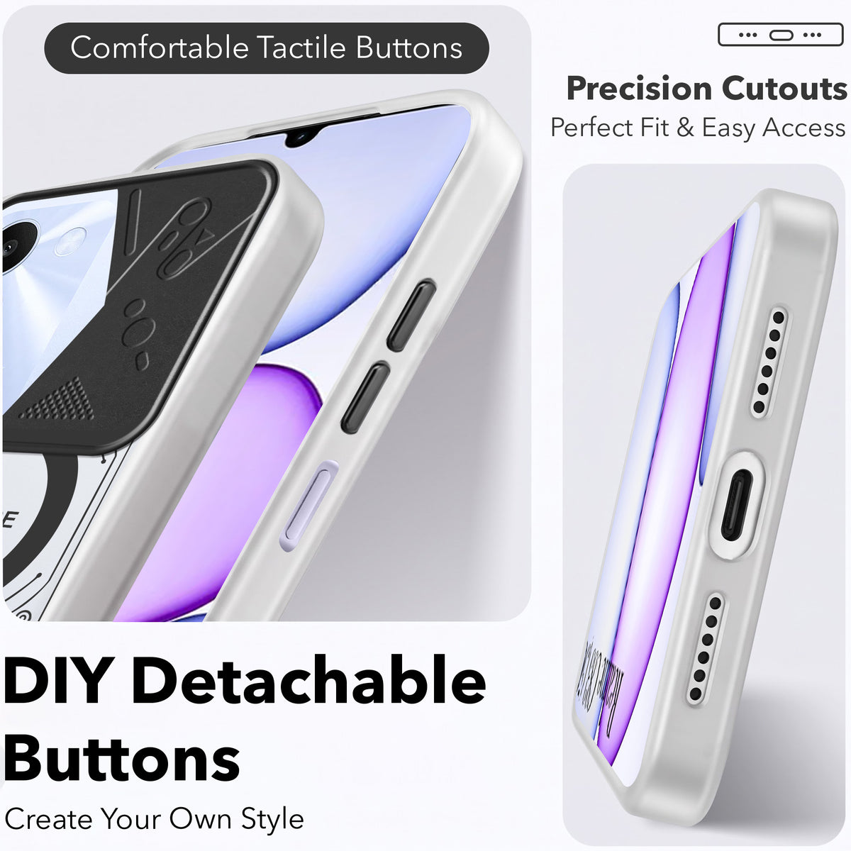 For Realme C83 5G Metallic Back Cover Case (Metallic Camera Protection & Buttons | Translucent Milky Shade | Hard Polycarbonate)