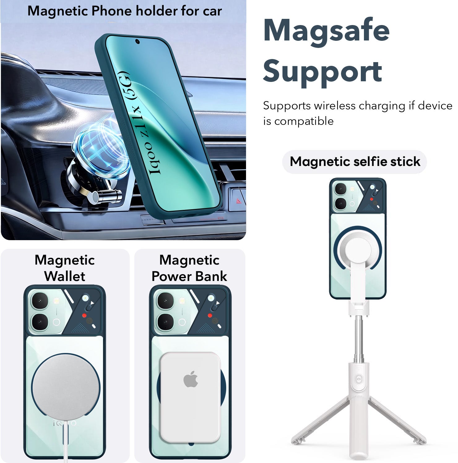 For Vivo iQOO Z11x 5G Back Cover Case Lifetime Anti-Yellow Clear (Camera Protection | Side Grip | Wireless MagSafe Compatible)