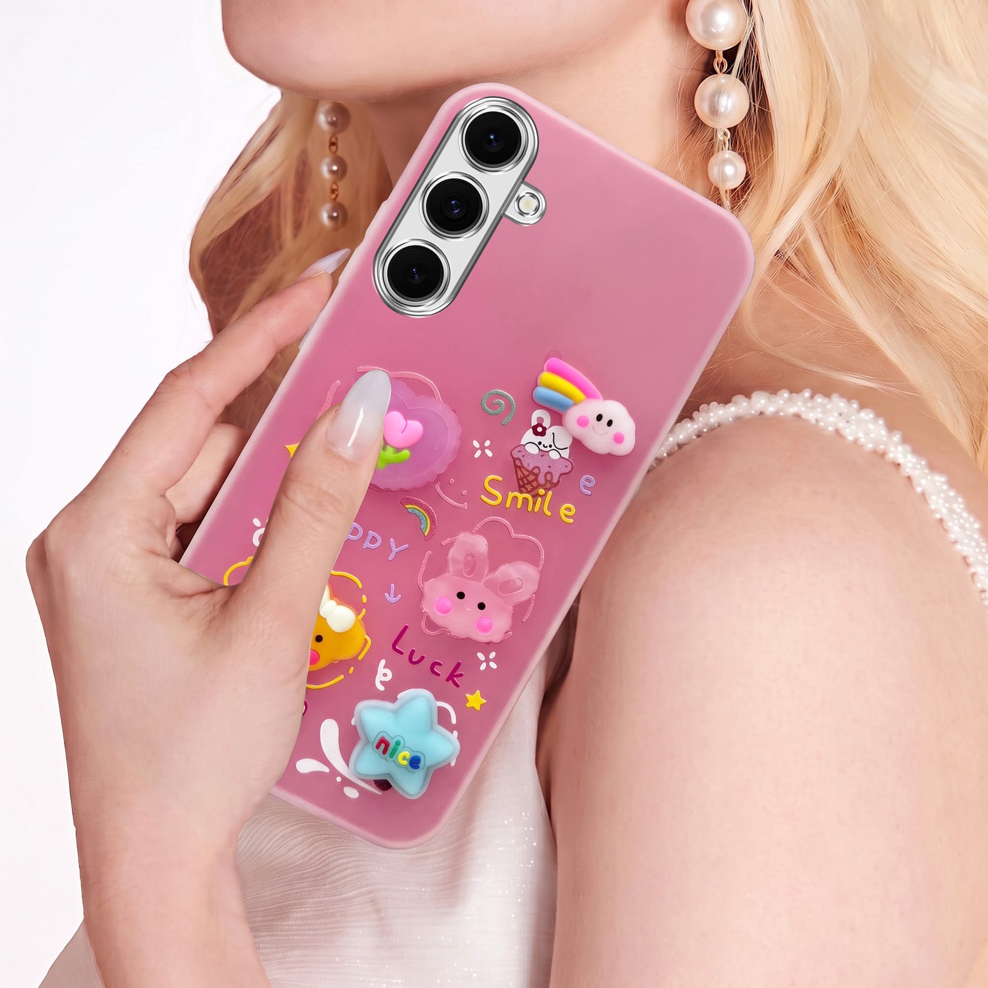 For Samsung Galaxy S24 FE Back Cover Case (3D Cute Cartoons | Hard Back Side Soft | Matte Premium Finish | HD Printing)