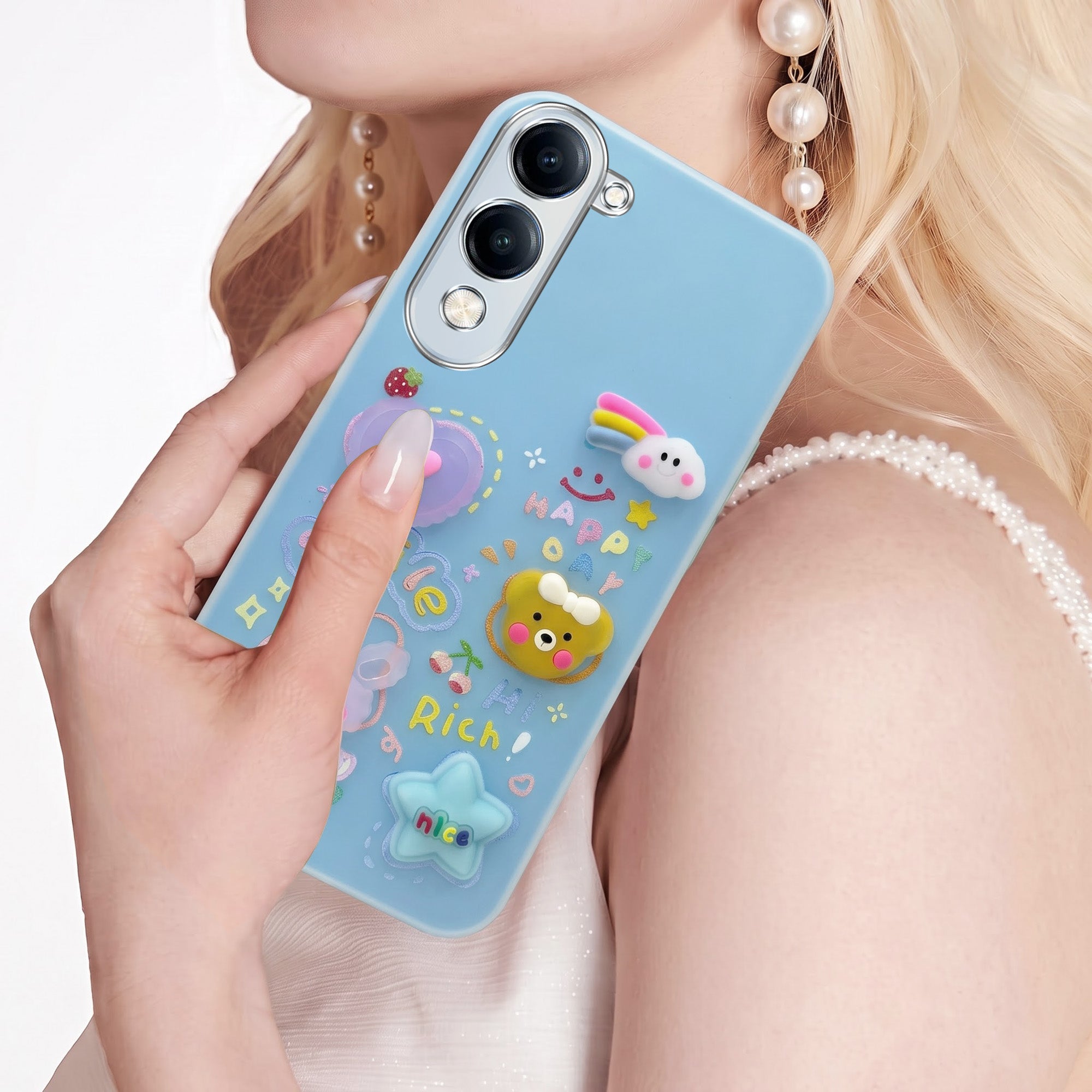 For Vivo Y19 | Vivo Y19e | Vivo T4 Lite Back Cover Case (3D Cute Cartoons | Hard Back Side Soft | Matte Premium Finish | HD Printing)