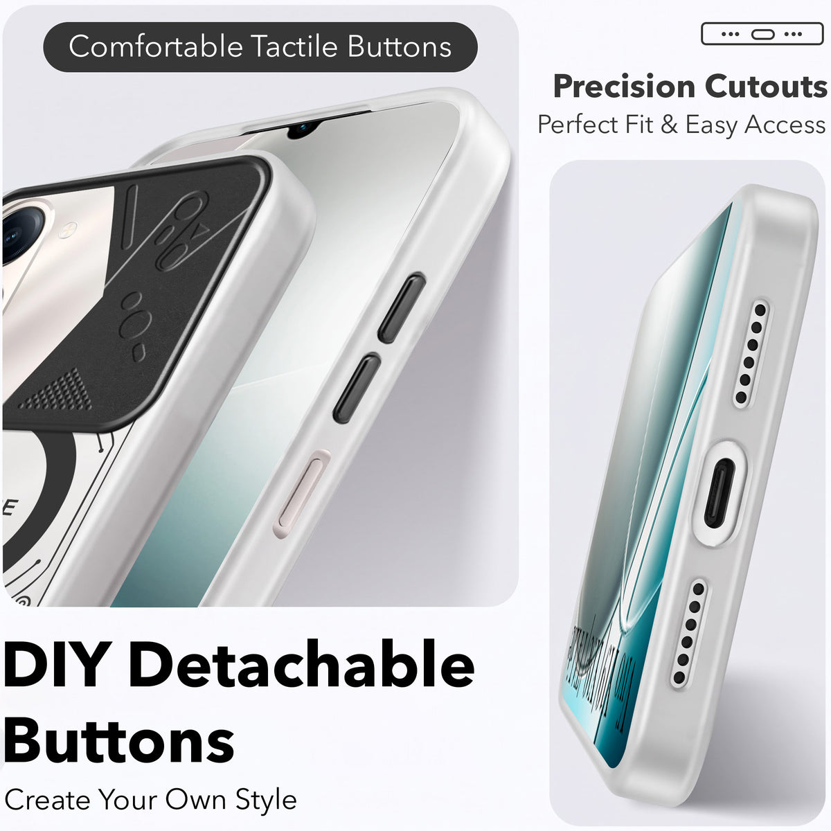 For Vivo Y19 | Vivo Y19e | Vivo T4 Lite Metallic Back Cover Case (Metallic Camera Protection & Buttons | Translucent Milky Shade | Hard Polycarbonate)