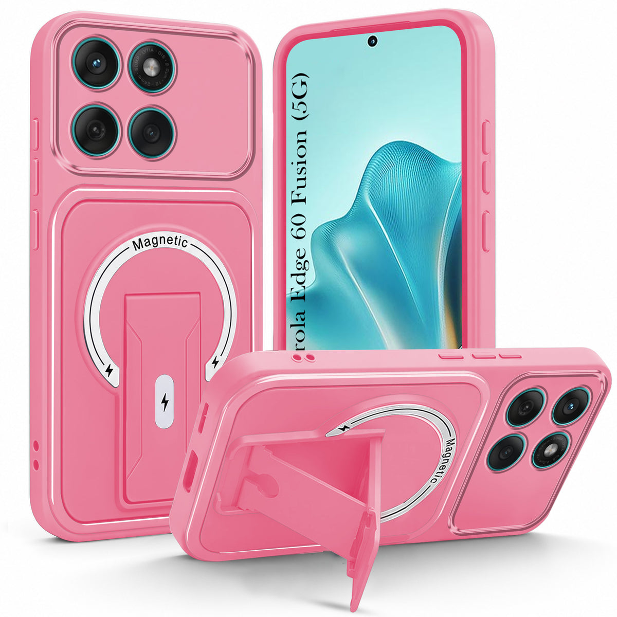 For Motorola Moto Edge 60 Fusion Back Case Cover Metallic (Hybrid Armor Kickstand | MagSafe Compatible | Camera Protection Shockproof)