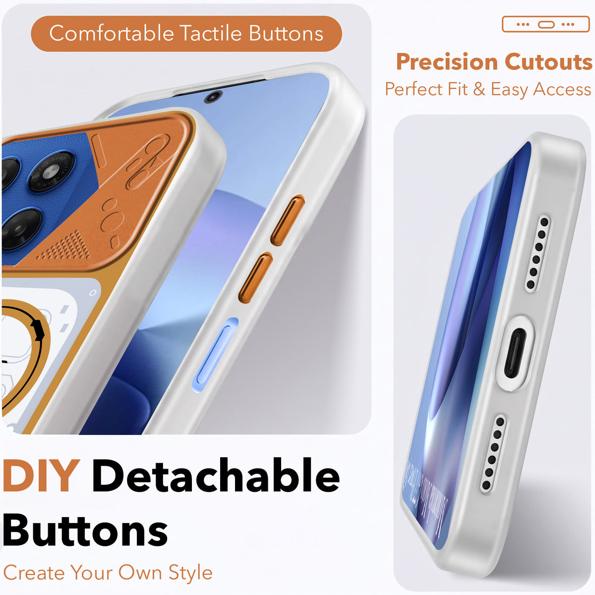 For Motorola Moto G77 Power Metallic Back Cover Case (Metallic Camera Protection & Buttons | Translucent Milky Shade | Hard Polycarbonate)