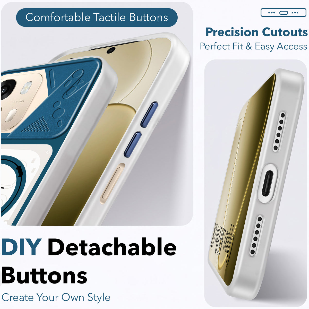 For Oppo A6 Pro Metallic Back Cover Case (Metallic Camera Protection & Buttons | Translucent Milky Shade | Hard Polycarbonate)