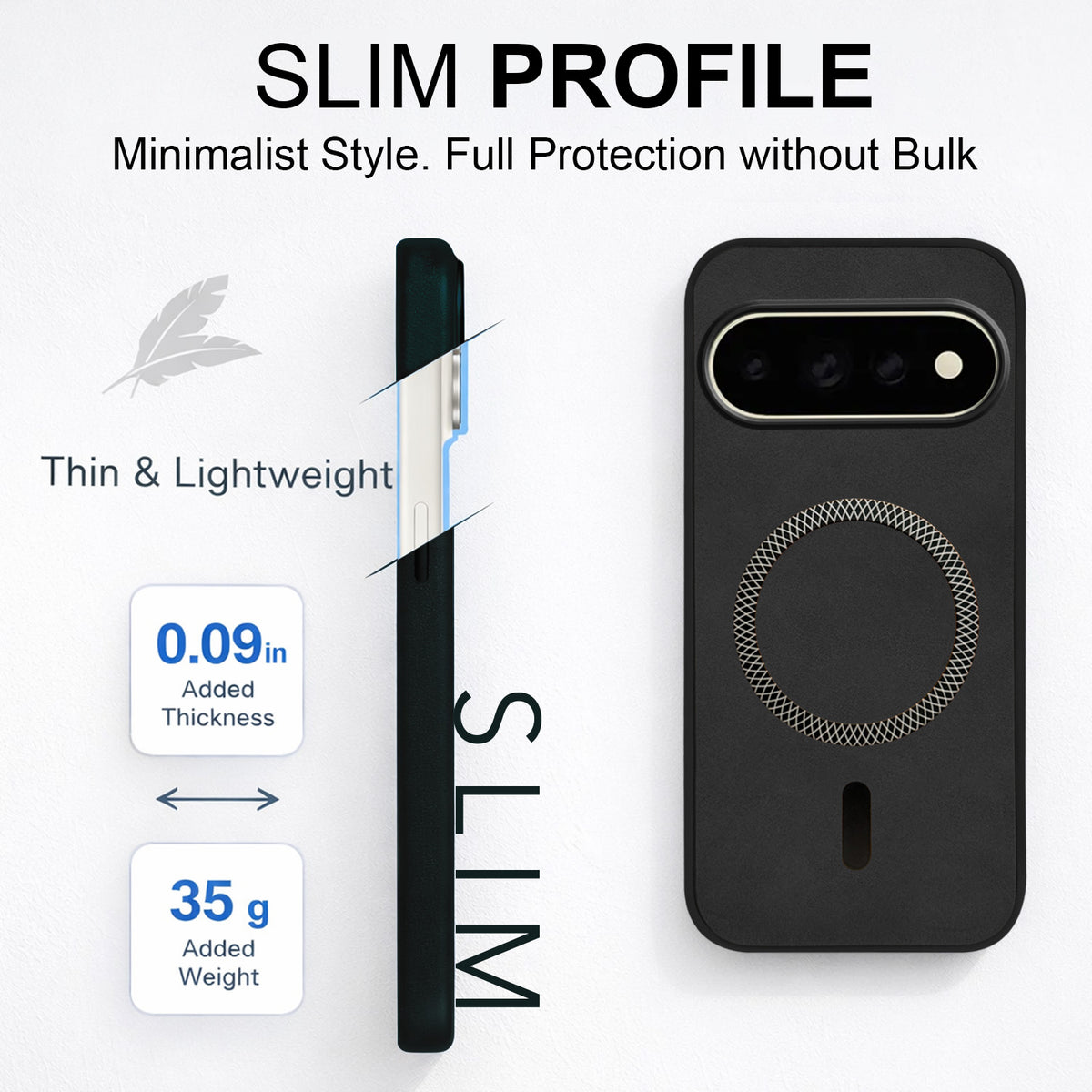 For Google Pixel 11 Pro Back Cover Case Leather Finish (MagSafe Compatible Wireless Charging | Soft Touch | Camera Bump Protection)
