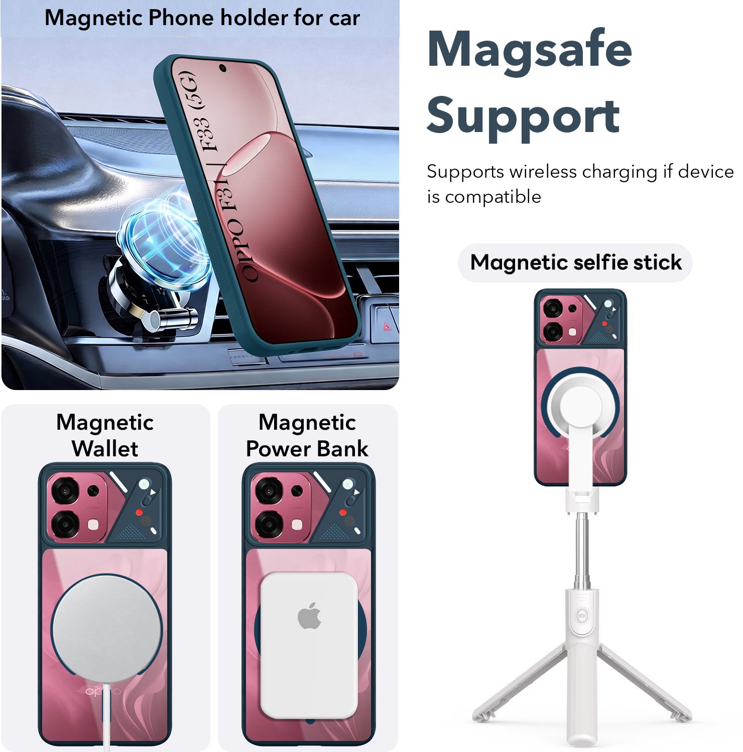 For Oppo F31 5G | Oppo F33 5G Back Cover Case Lifetime Anti-Yellow Clear (Camera Protection | Side Grip | Wireless MagSafe Compatible)