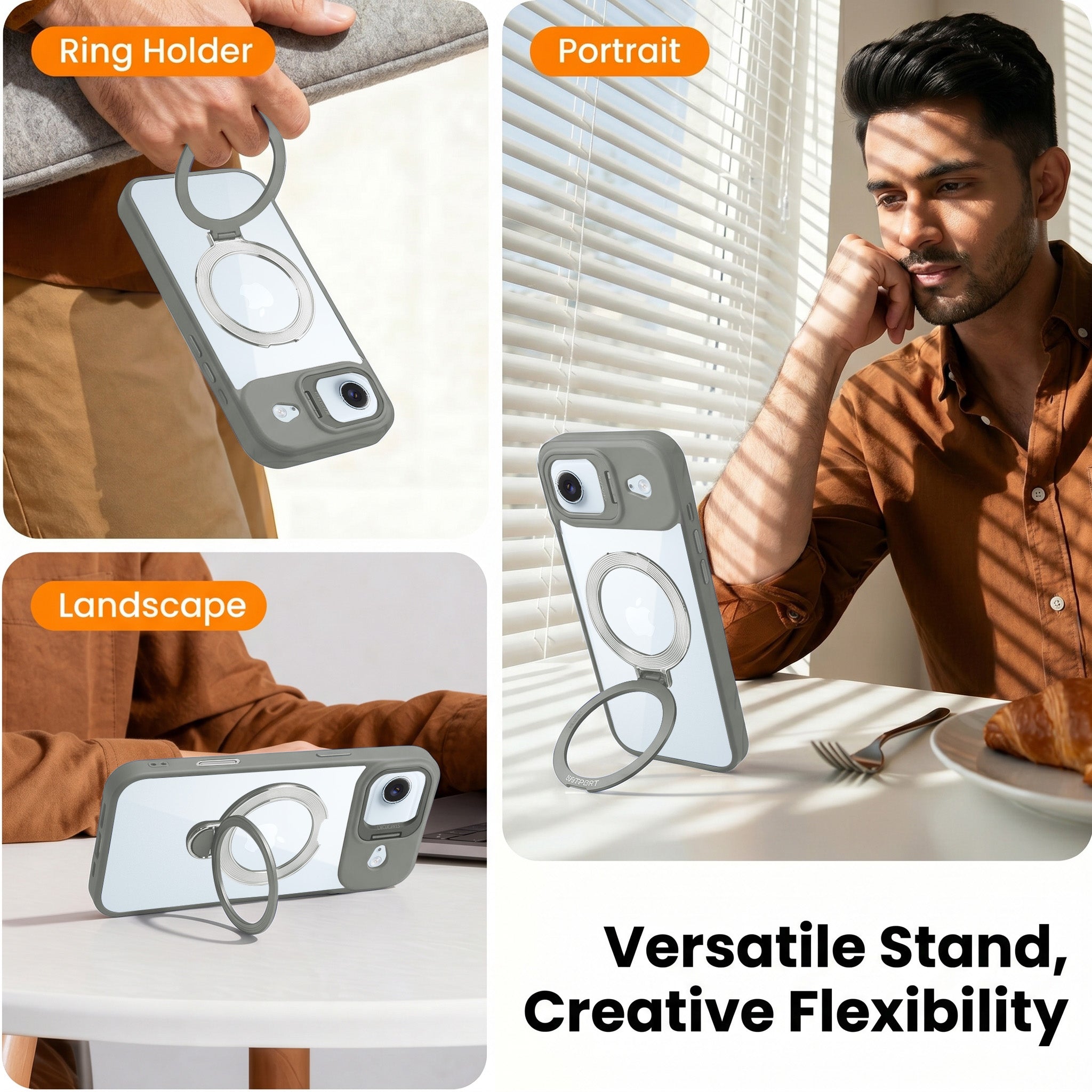 For Apple iPhone 17 Air Back Cover Case Crystal (Lifetime Anti Yellow | Magnetic Ring Stand | Camera Lens Protection | MagSafe Compatible)