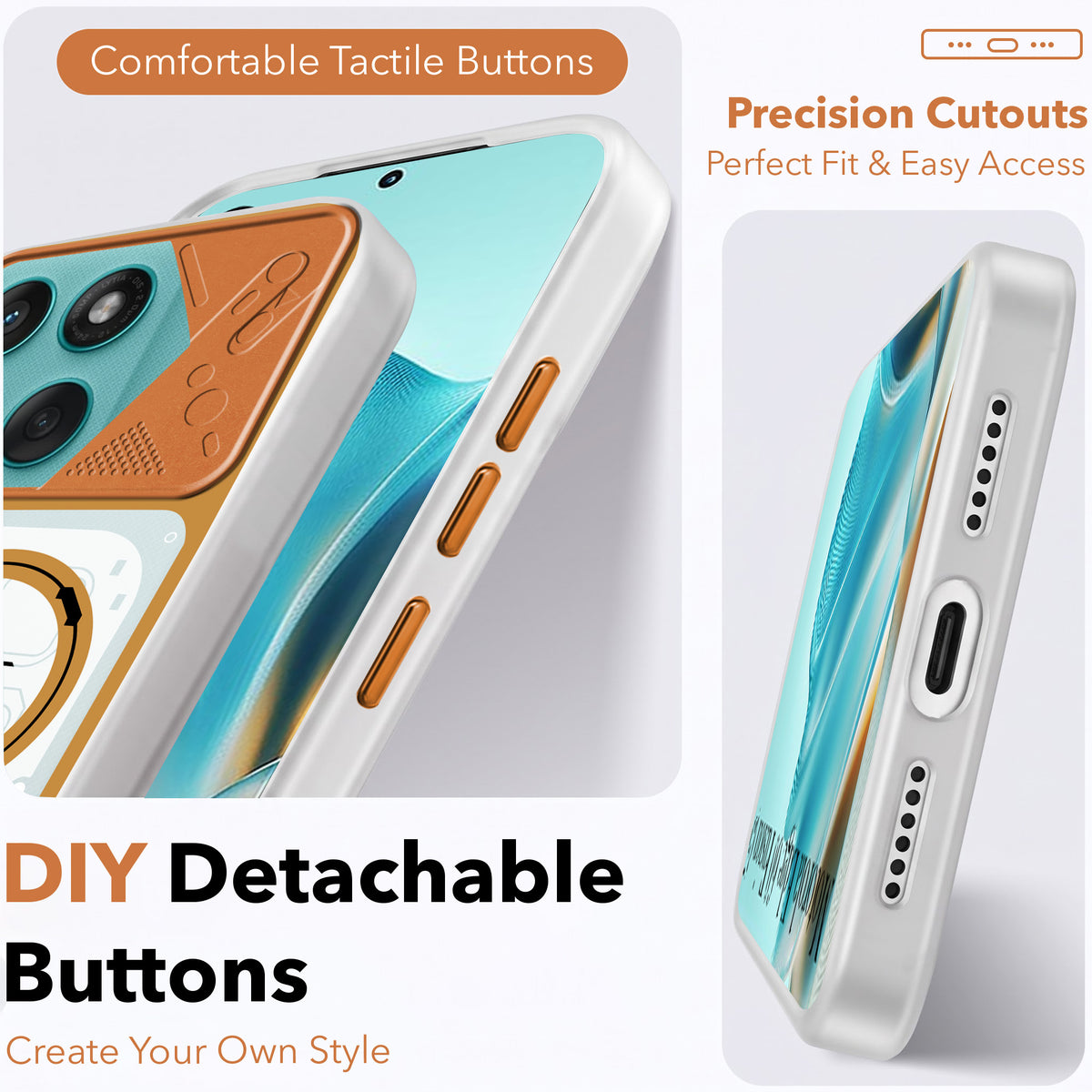 For Motorola Moto Edge 60 Fusion Metallic Back Cover Case (Metallic Camera Protection & Buttons | Translucent Milky Shade | Hard Polycarbonate)