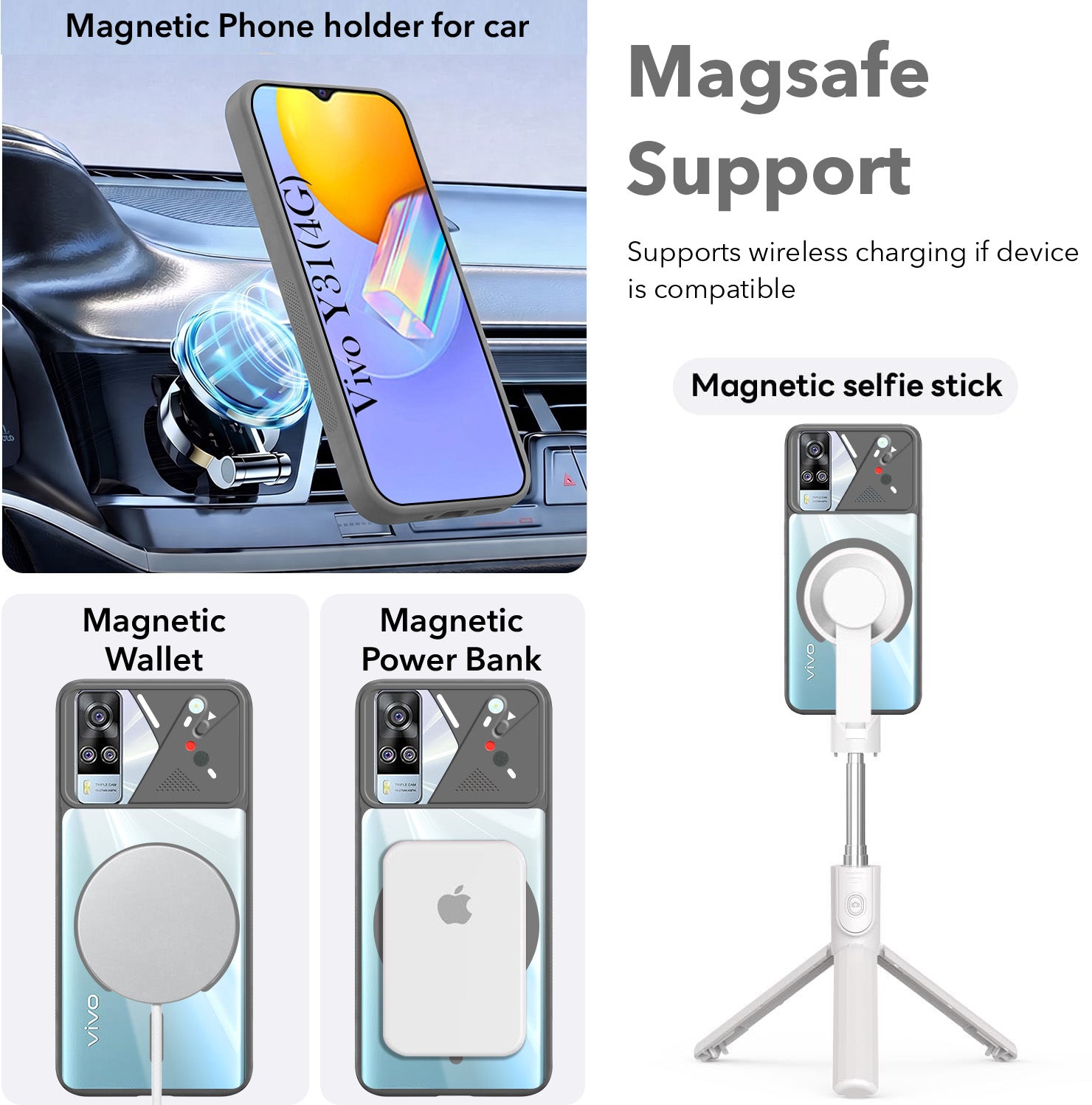 For Vivo Y31 (2021) Back Cover Case Lifetime Anti-Yellow Clear (Camera Protection | Side Grip | Wireless MagSafe Compatible)