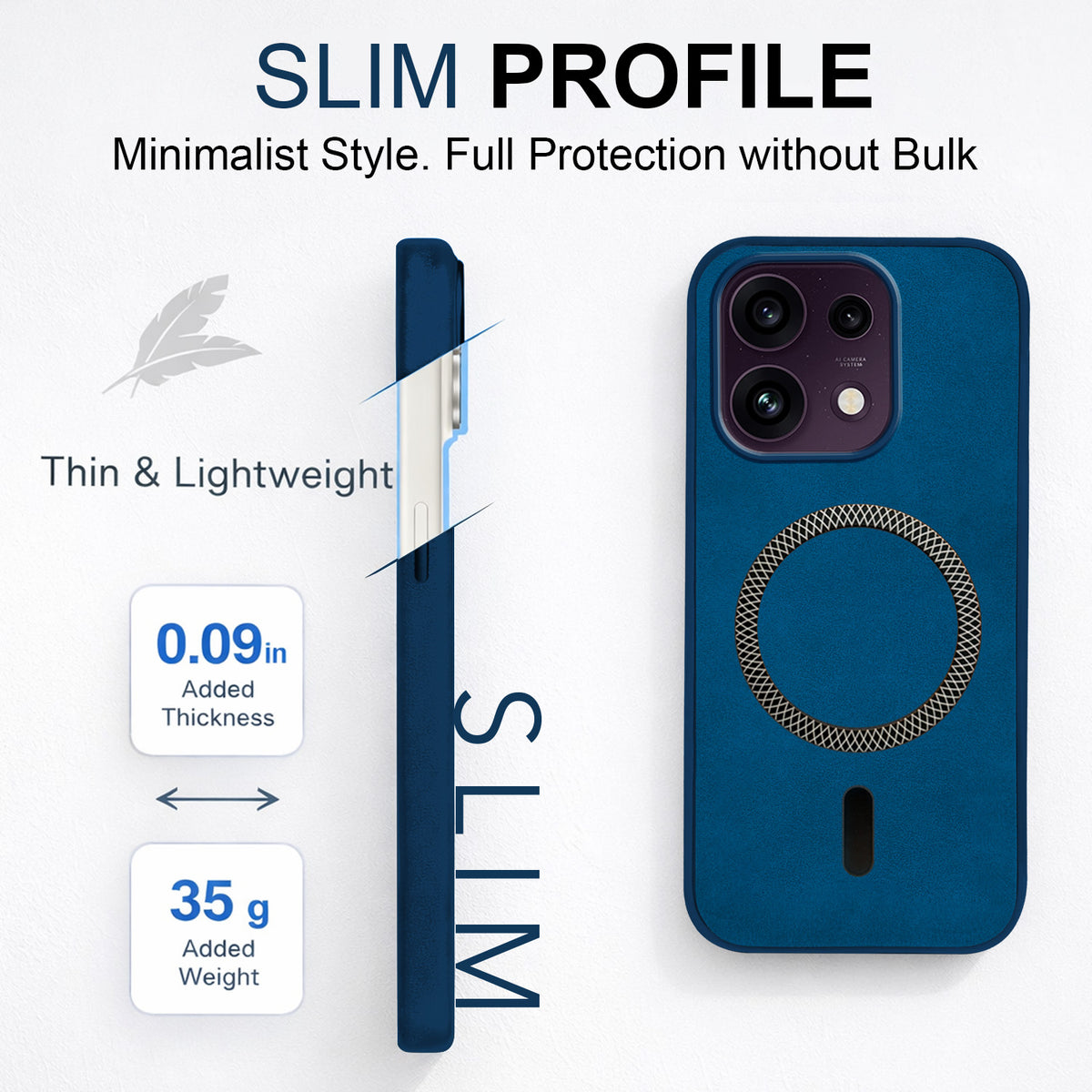 For Oppo Reno 16C 5G Back Cover Case Leather Finish (MagSafe Compatible Wireless Charging | Soft Touch | Camera Bump Protection)