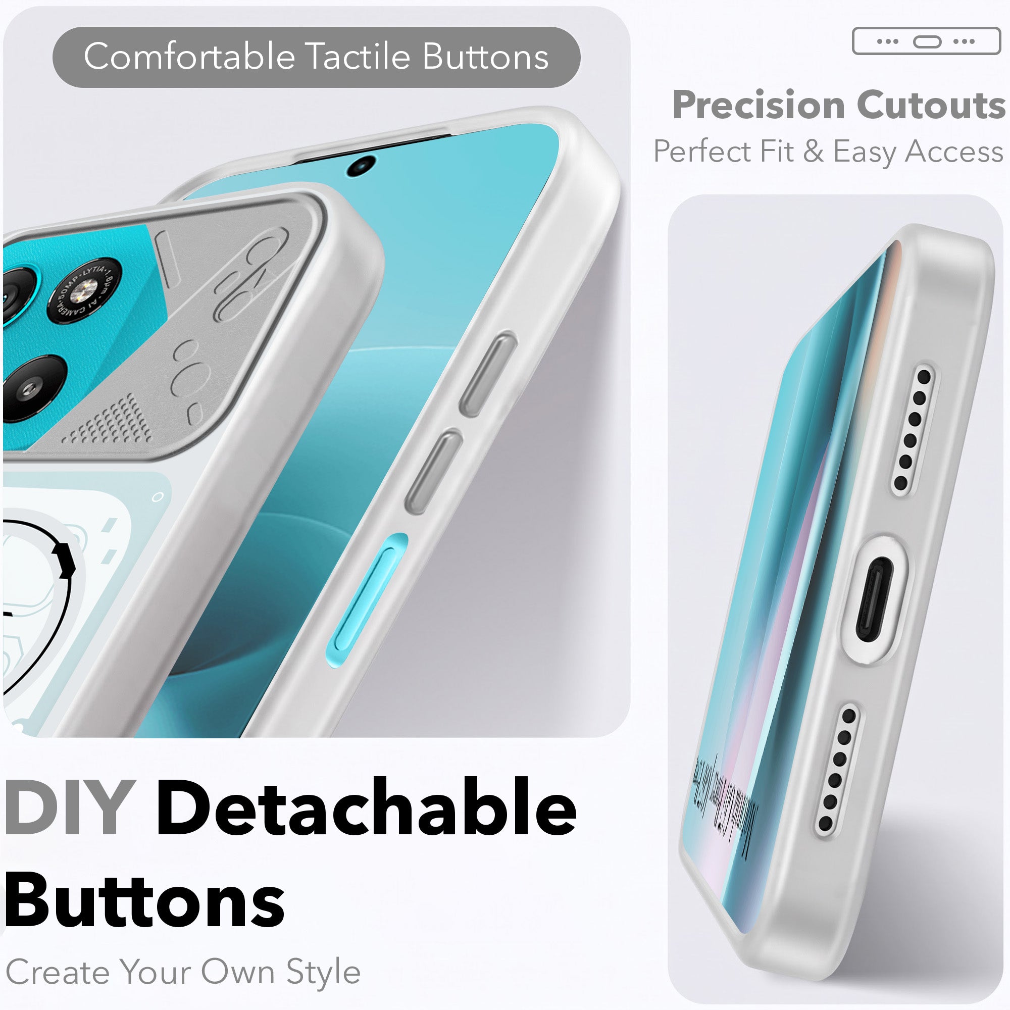 For Motorola Moto G67 Power | G57 Power Metallic Back Cover Case (Metallic Camera Protection & Buttons | Translucent Milky Shade | Hard Polycarbonate)