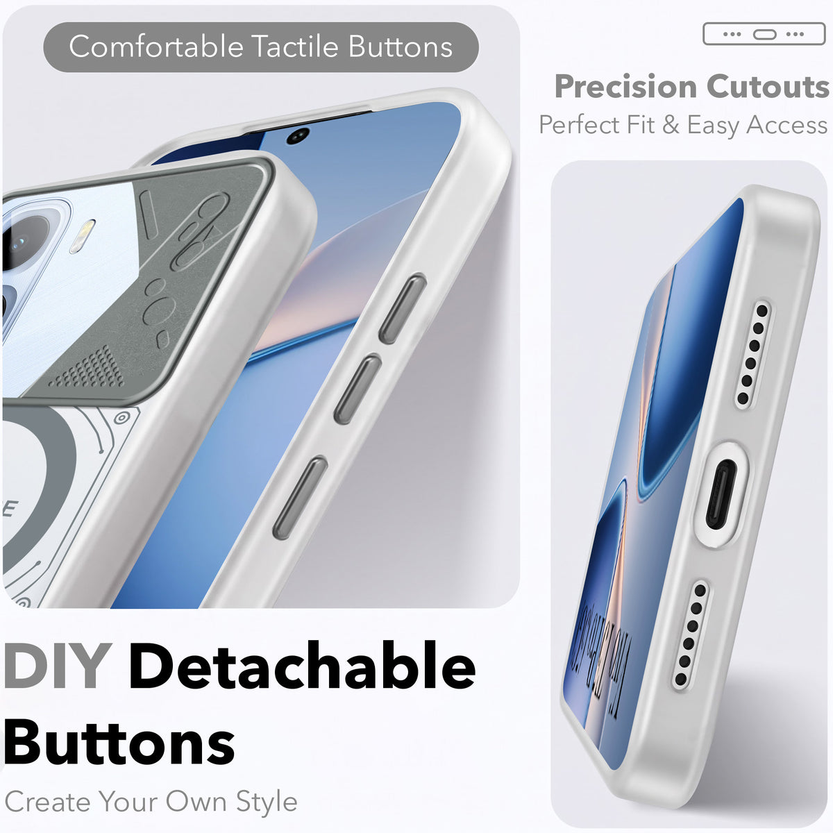 For Vivo T5 Pro 5G Metallic Back Cover Case (Metallic Camera Protection & Buttons | Translucent Milky Shade | Hard Polycarbonate)