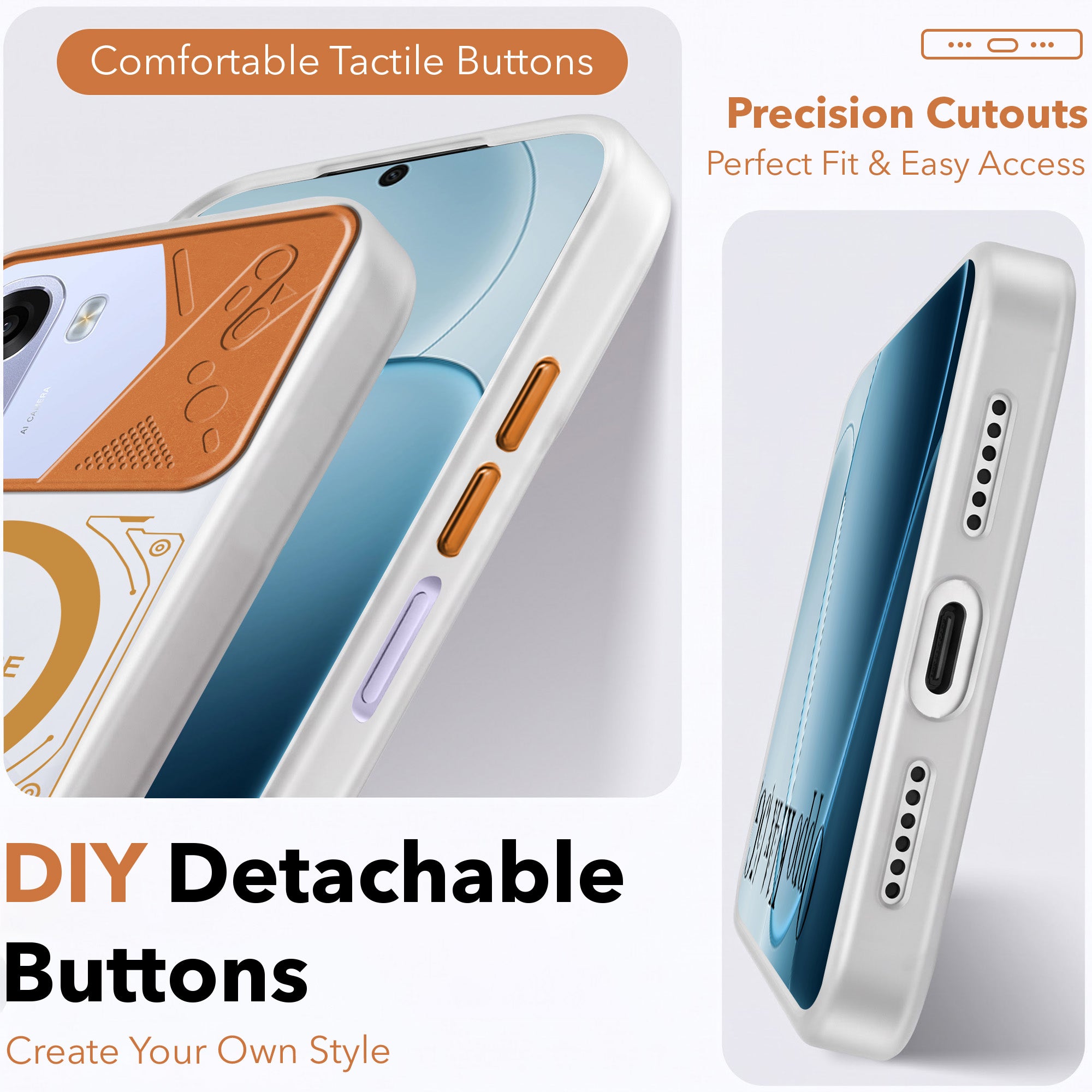 For Oppo K14x 5G Metallic Back Cover Case (Metallic Camera Protection & Buttons | Translucent Milky Shade | Hard Polycarbonate)