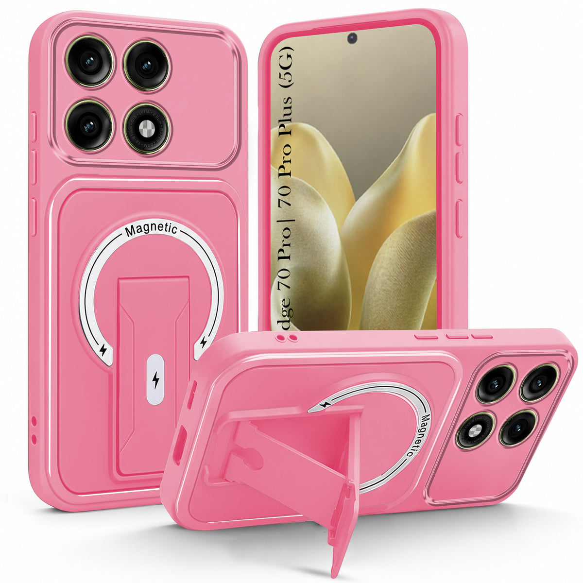 For Motorola Edge 70 Pro | Edge 70 Pro Plus Back Case Cover Metallic (Hybrid Armor Kickstand | MagSafe Compatible | Camera Protection Shockproof)