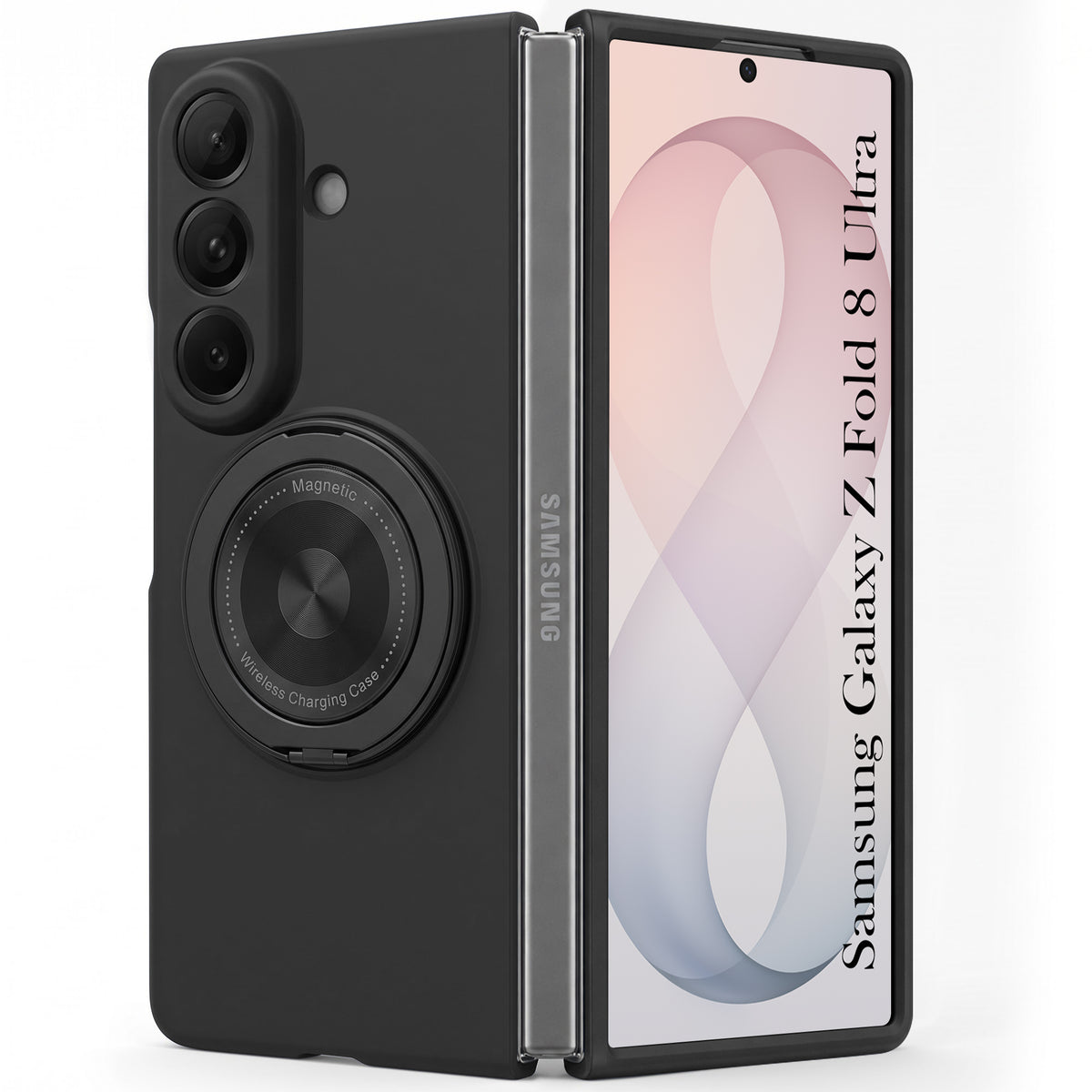 For Samsung Galaxy Z Fold 8 Ultra Back Cover Case (360° Rotating Kickstand Ring | Shockproof Camera Protection | Magnetic MagSafe Wireless Charging Support)