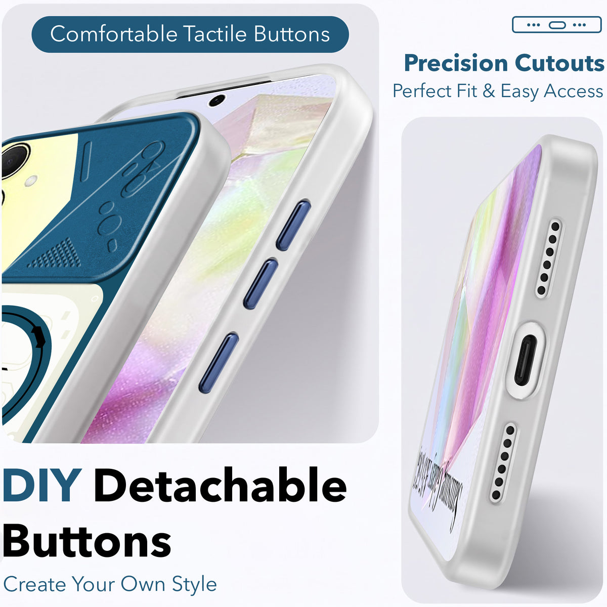 For Samsung Galaxy A35 5G Metallic Back Cover Case (Metallic Camera Protection & Buttons | Translucent Milky Shade | Hard Polycarbonate)