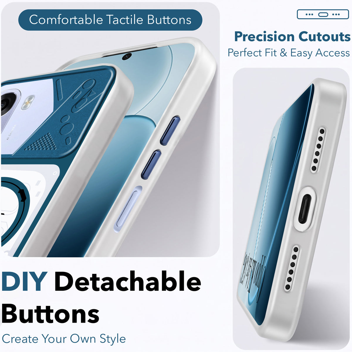 For Oppo K14x 5G Metallic Back Cover Case (Metallic Camera Protection & Buttons | Translucent Milky Shade | Hard Polycarbonate)