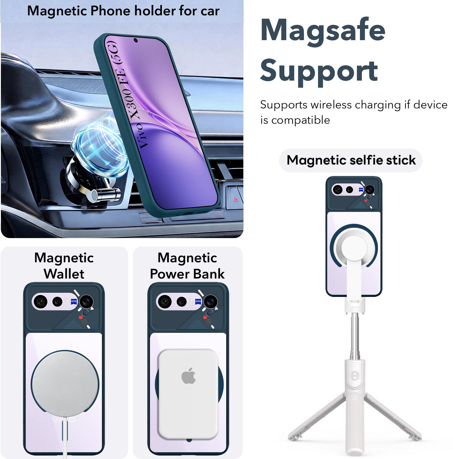 For Vivo X300 FE Back Cover Case Lifetime Anti-Yellow Clear (Camera Protection | Side Grip | Wireless MagSafe Compatible)