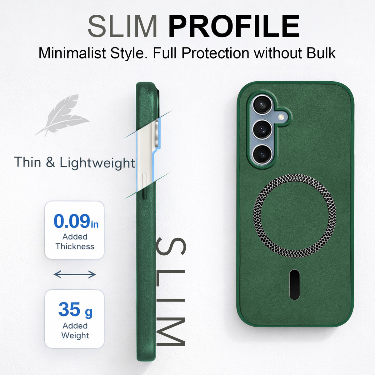 For Samsung Galaxy S23 FE 5G Back Cover Case Leather Finish (MagSafe Compatible Wireless Charging | Soft Touch | Camera Bump Protection)