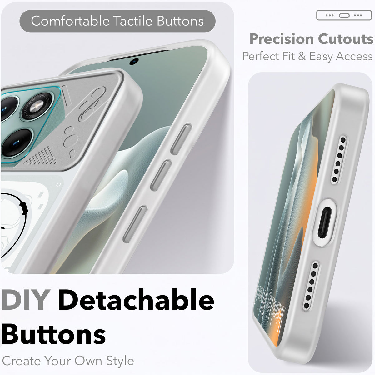 For Motorola Moto Edge 70 Fusion Metallic Back Cover Case (Metallic Camera Protection & Buttons | Translucent Milky Shade | Hard Polycarbonate)