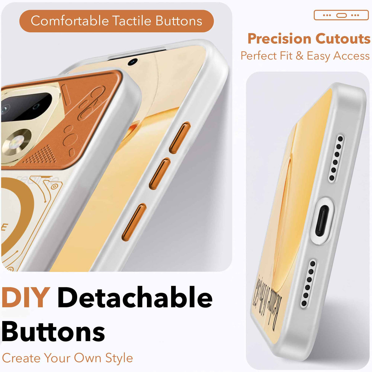 For Realme 16 Pro Metallic Back Cover Case (Metallic Camera Protection & Buttons | Translucent Milky Shade | Hard Polycarbonate)