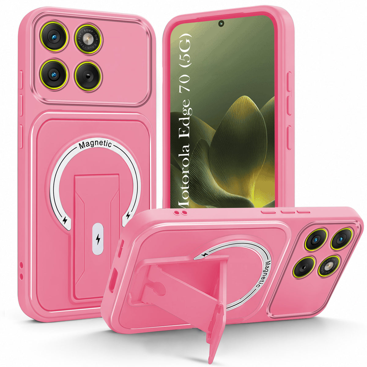 For Motorola Moto Edge 70 Back Case Cover Metallic (Hybrid Armor Kickstand | MagSafe Compatible | Camera Protection Shockproof)