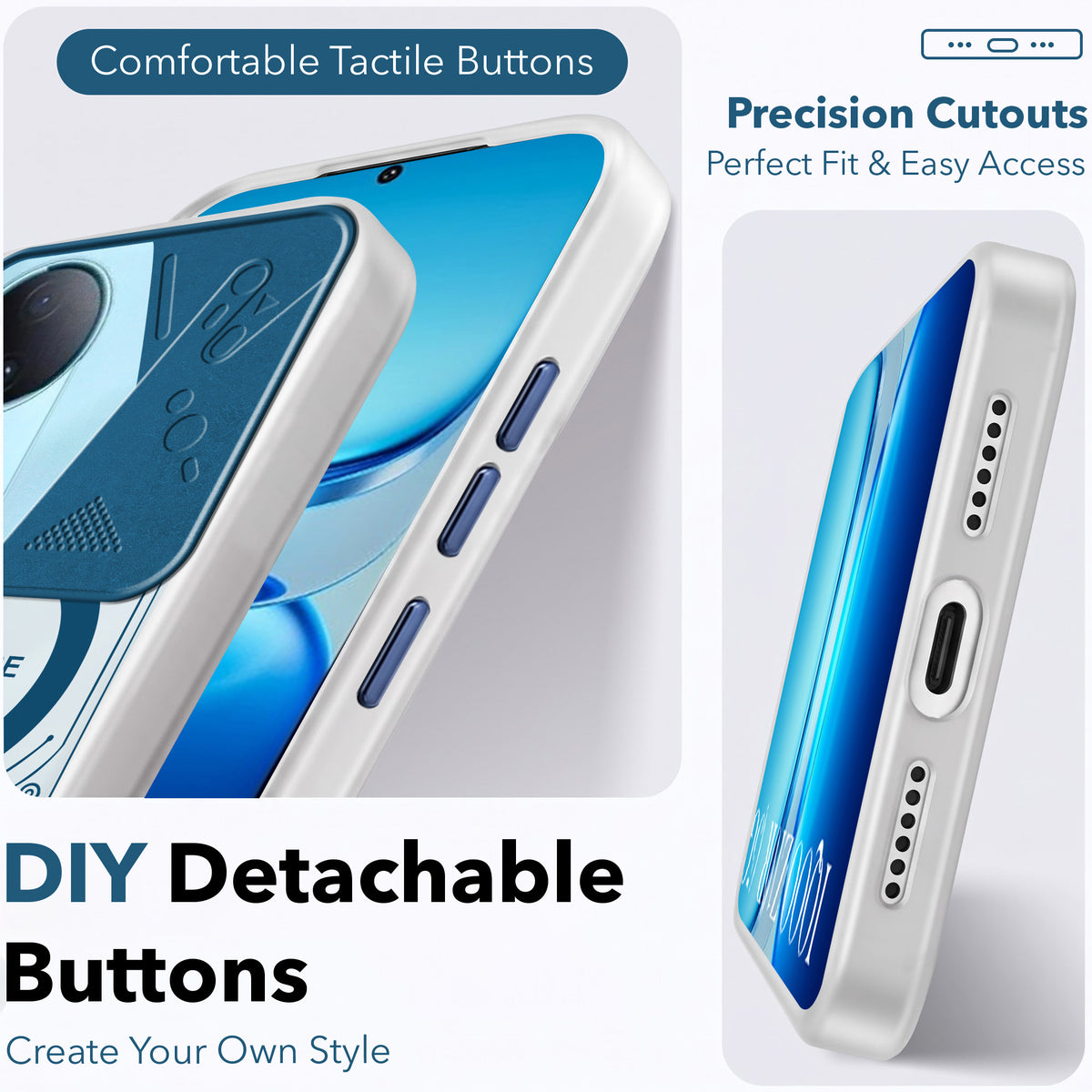 For Vivo iQOO Z10R Metallic Back Cover Case (Metallic Camera Protection & Buttons | Translucent Milky Shade | Hard Polycarbonate)