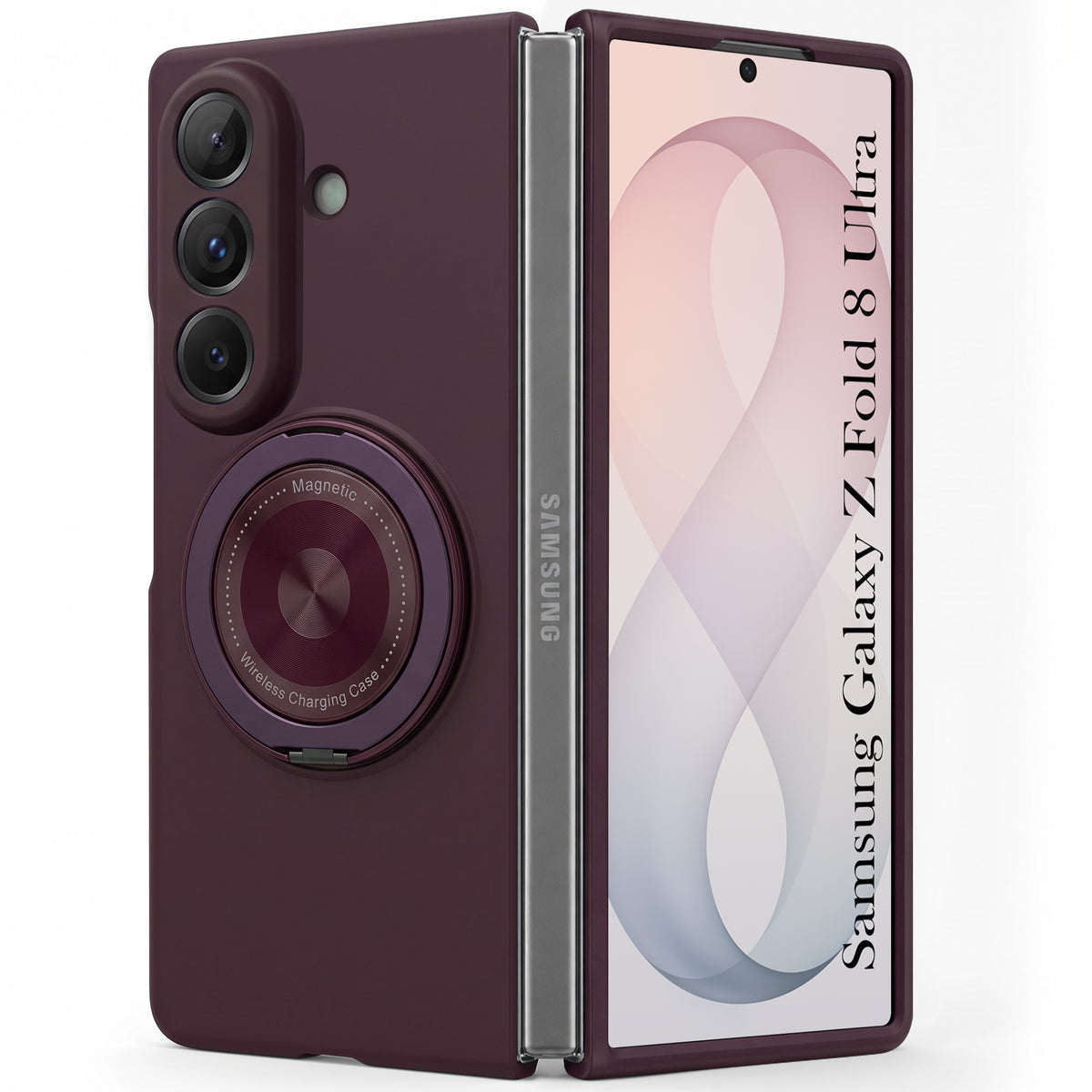 For Samsung Galaxy Z Fold 8 Ultra Back Cover Case (360° Rotating Kickstand Ring | Shockproof Camera Protection | Magnetic MagSafe Wireless Charging Support)