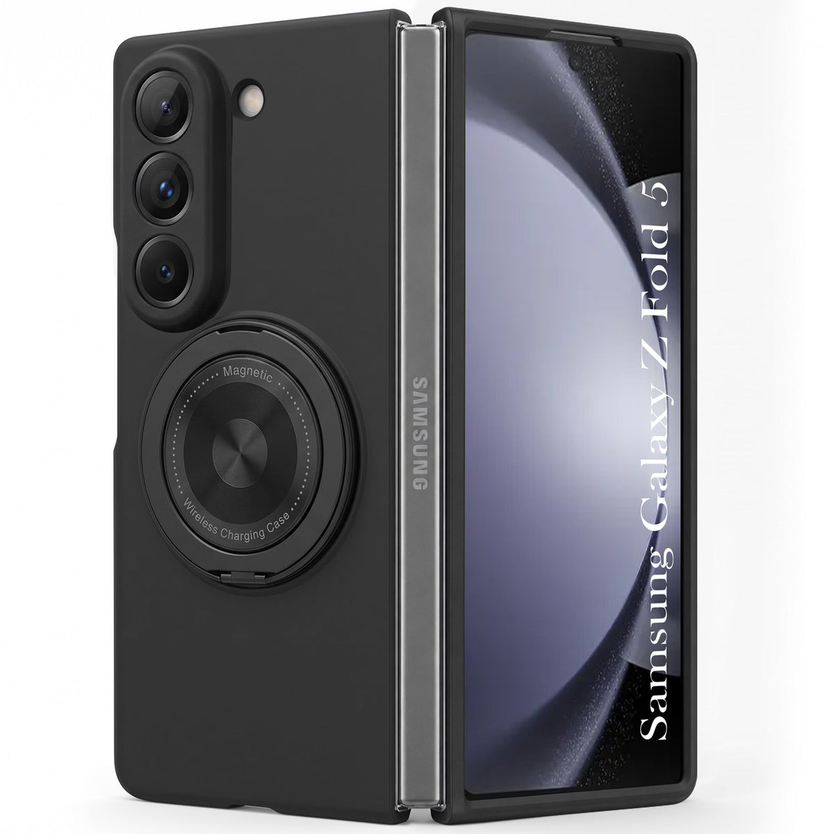 For Samsung Galaxy Z Fold 5 5G Back Cover Case (360° Rotating Kickstand Ring | Shockproof Camera Protection | Magnetic MagSafe Wireless Charging Support)