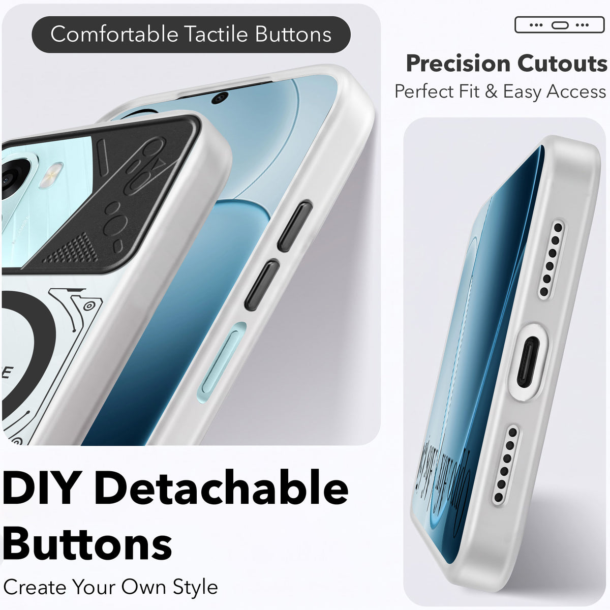 For Oppo A6X | Oppo A6S Metallic Back Cover Case (Metallic Camera Protection & Buttons | Translucent Milky Shade | Hard Polycarbonate)