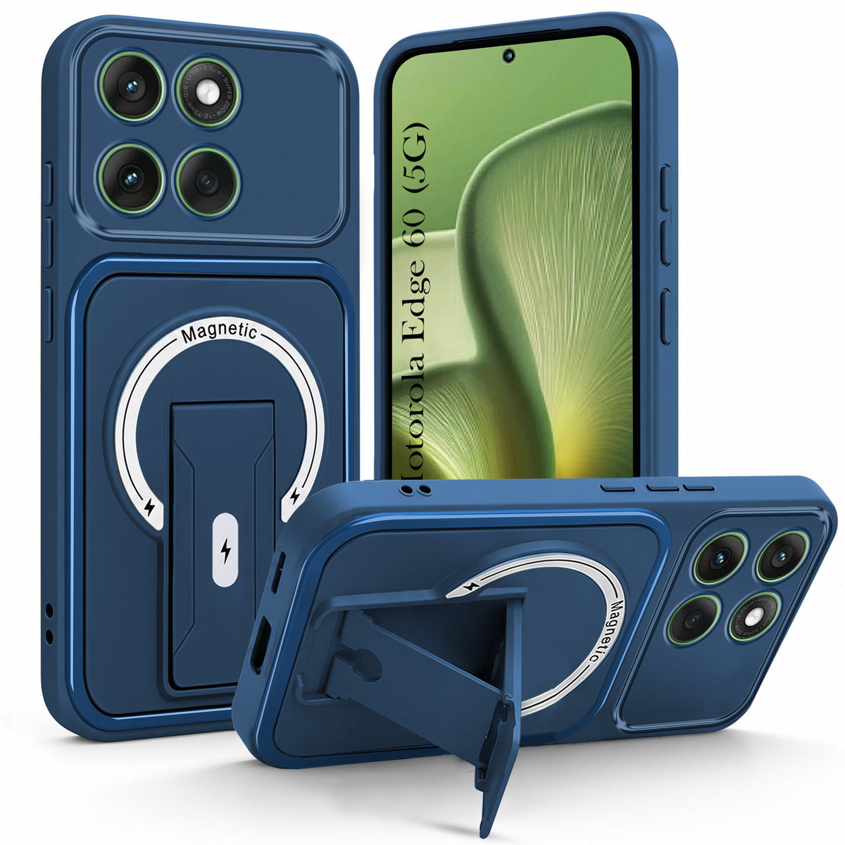 For Motorola Moto Edge 60 Back Case Cover Metallic (Hybrid Armor Kickstand | MagSafe Compatible | Camera Protection Shockproof)