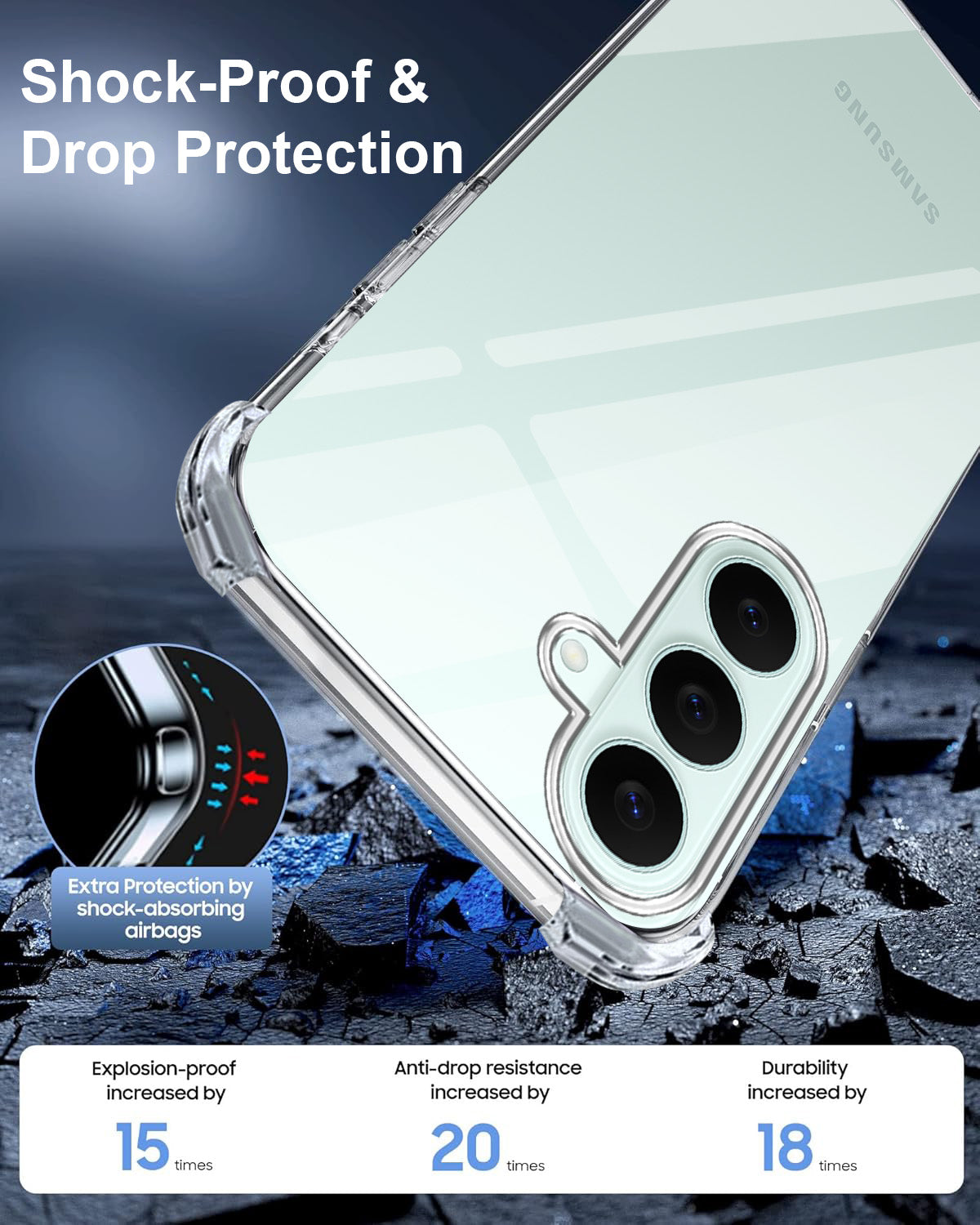 For Samsung Galaxy S26 FE Back Cover Shockproof Crystal-Clear (Drop & Camera Protection | Hard Polycarbonate)