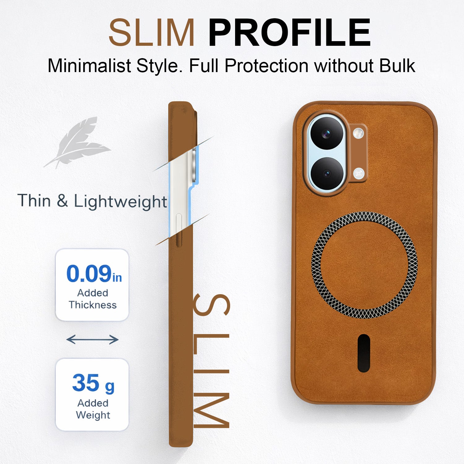 For Poco X8 Pro Max 5G Back Cover Case Leather Finish (MagSafe Compatible Wireless Charging | Soft Touch | Camera Bump Protection)
