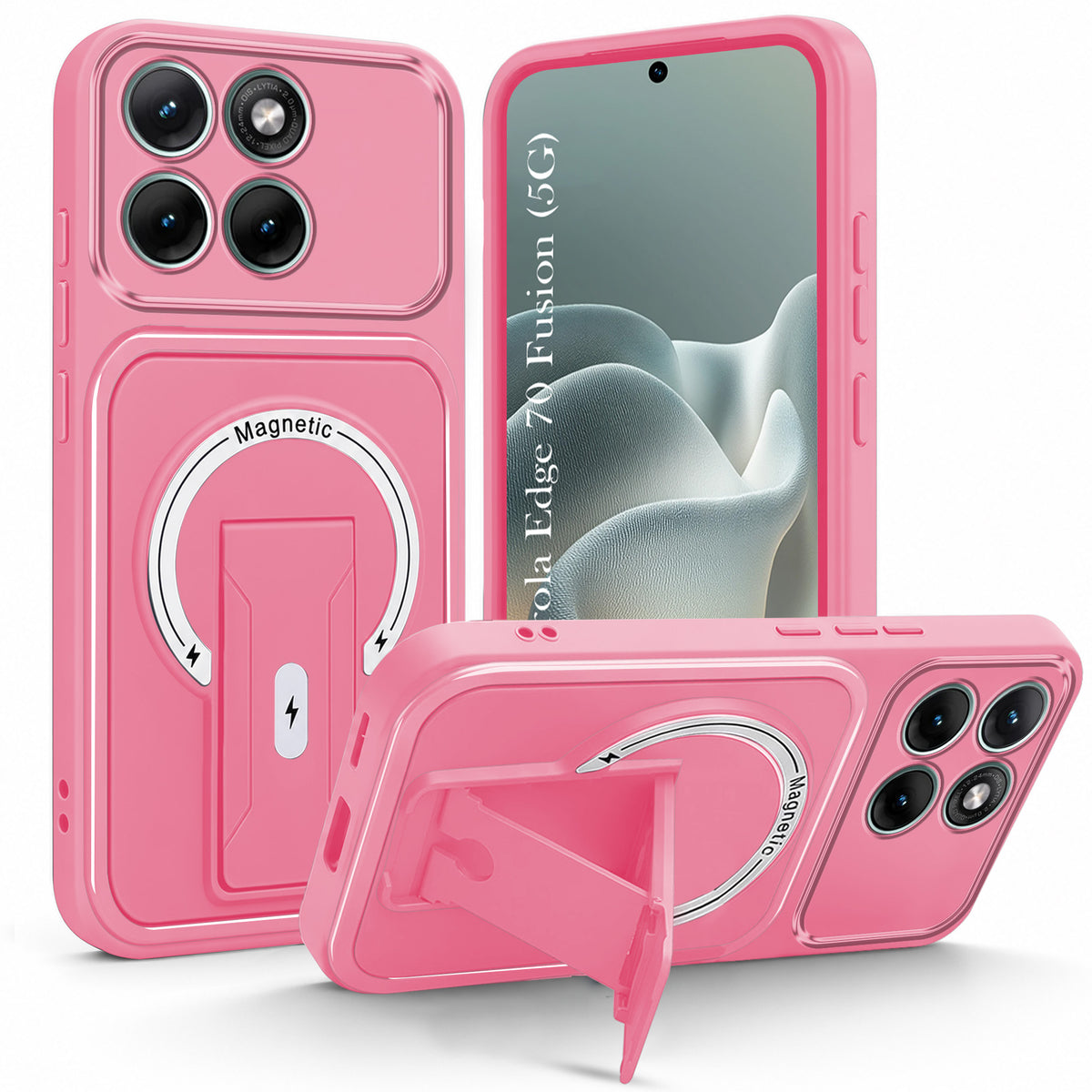 For Motorola Moto Edge 70 Fusion Back Case Cover Metallic (Hybrid Armor Kickstand | MagSafe Compatible | Camera Protection Shockproof)